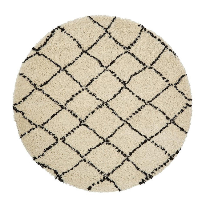 Royal Nomadic 5413 Modern Geometric Diamond Soft Plush Boho Shaggy Ivory/Black Rug-Think Rugs-Rug Love - The Most Loved Rug Store