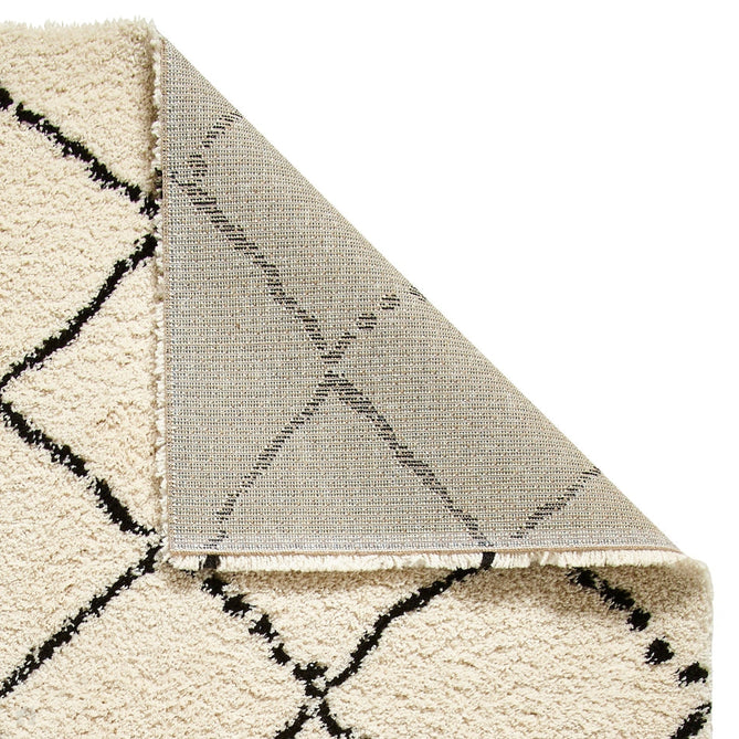 Royal Nomadic 5413 Modern Geometric Diamond Soft Plush Boho Shaggy Ivory/Black Rug-Think Rugs-Rug Love - The Most Loved Rug Store