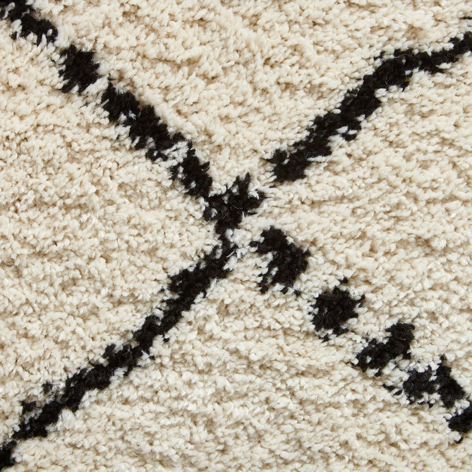 Royal Nomadic 5413 Modern Geometric Diamond Soft Plush Boho Shaggy Ivory/Black Rug-Think Rugs-Rug Love - The Most Loved Rug Store