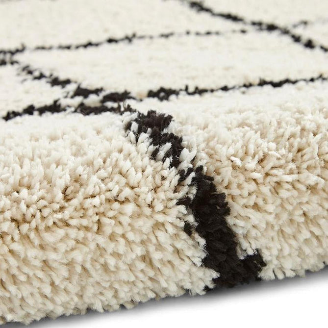 Royal Nomadic 5413 Modern Geometric Diamond Soft Plush Boho Shaggy Ivory/Black Rug-Think Rugs-Rug Love - The Most Loved Rug Store