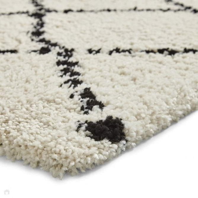 Royal Nomadic 5413 Modern Geometric Diamond Soft Plush Boho Shaggy Ivory/Black Rug-Think Rugs-Rug Love - The Most Loved Rug Store