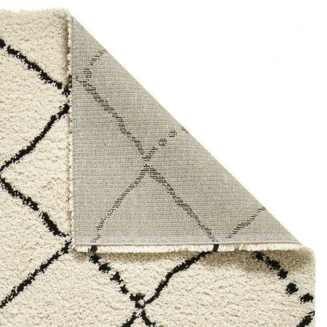 Royal Nomadic 5413 Modern Geometric Diamond Soft Plush Boho Shaggy Ivory/Black Rug-Think Rugs-Rug Love - The Most Loved Rug Store