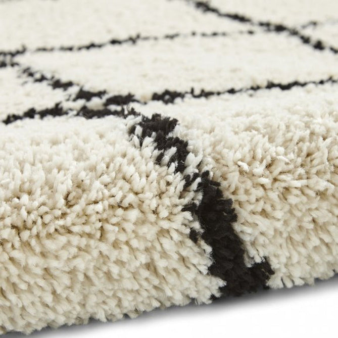 Royal Nomadic 5413 Modern Geometric Diamond Soft Plush Boho Shaggy Ivory/Black Rug-Think Rugs-Rug Love - The Most Loved Rug Store