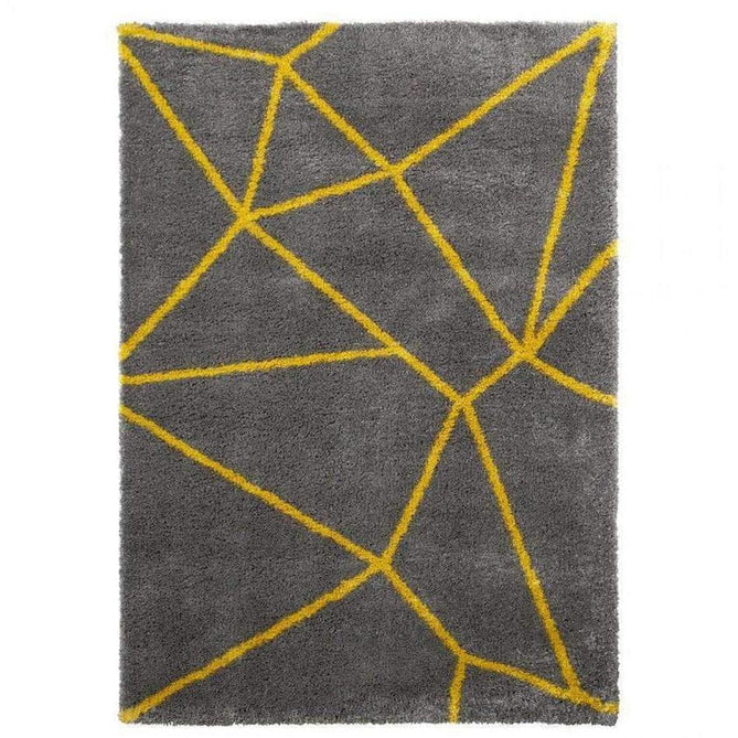 Royal Nomadic 5746 Modern Geometric Soft Plush Boho Shaggy Grey/Yellow Rug-Think Rugs-Rug Love - The Most Loved Rug Store