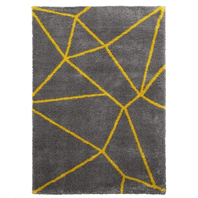Royal Nomadic 5746 Modern Geometric Soft Plush Boho Shaggy Grey/Yellow Rug-Think Rugs-Rug Love - The Most Loved Rug Store