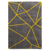 Royal Nomadic 5746 Modern Geometric Soft Plush Boho Shaggy Grey/Yellow Rug