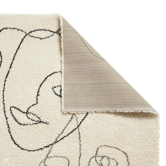 Royal Nomadic A175 Modern Abstract Linework Soft Plush Boho Shaggy Cream/Grey Rug-Think Rugs-Rug Love - The Most Loved Rug Store