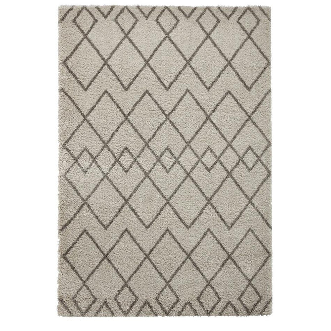 Royal Nomadic A638 Modern Geometric Diamond Soft Plush Boho Shaggy Cream/Grey Rug-Think Rugs-Rug Love - The Most Loved Rug Store