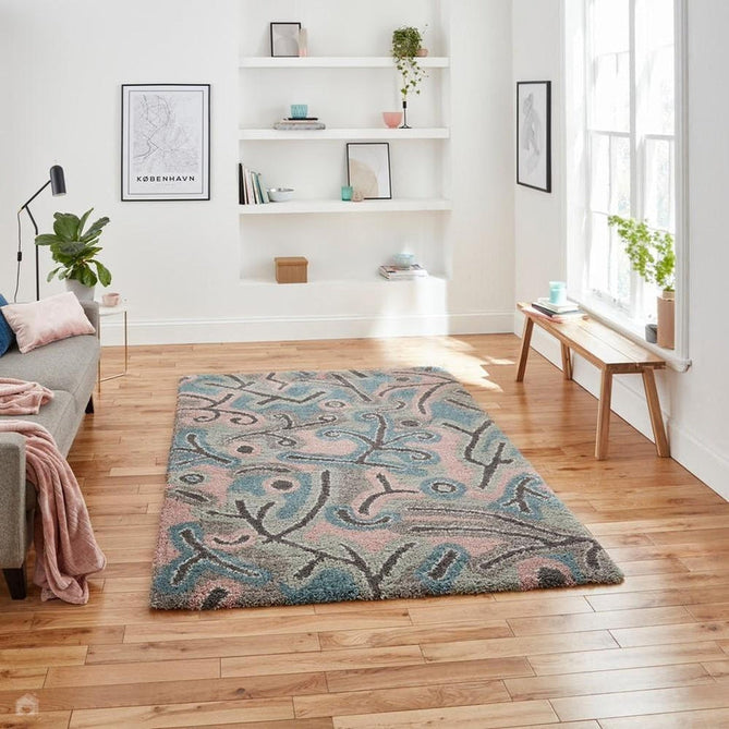 Royal Nomadic A641 Modern Abstract Soft Plush Boho Shaggy Pastel Multicolour Rug-Think Rugs-Rug Love - The Most Loved Rug Store