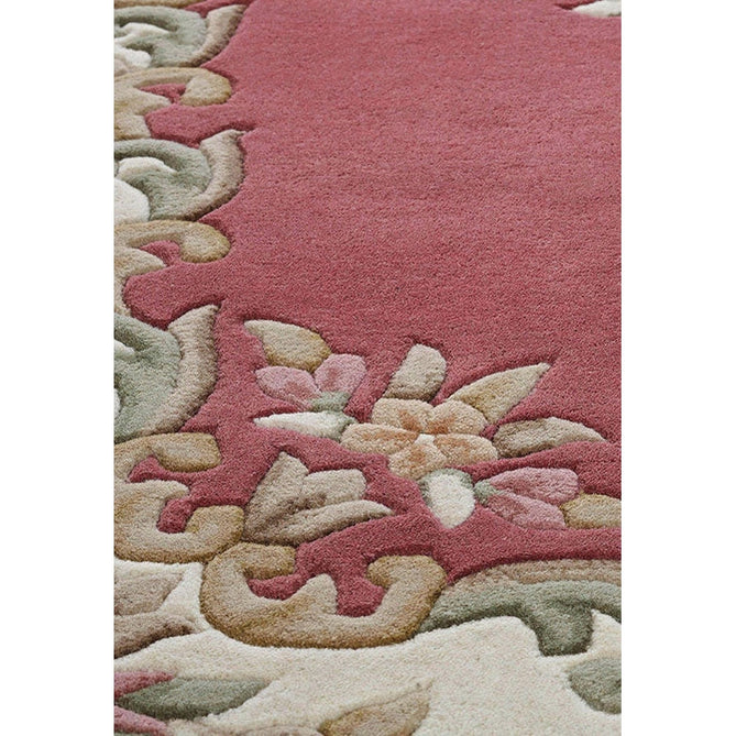 Royal Traditional Floral Aubusson Medallion Border French-Style Hand-Carved Hi-Low Textured Soft Durable Wool Pink Runner-Melrose-Rug Love - The Most Loved Rug Store