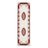 Royal Traditional Floral Aubusson Medallion Border Oriental Chinese Style Hand-Carved Hi-Low Textured Wool Cream/Red Runner