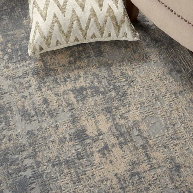 Rustic Textures RUS01 Modern Abstract Distressed Shimmer Carved Hi-Low Textured Durable Polyblend Short-Pile Ivory/Silver/Beige Round Rug-Nourison-Rug Love - The Most Loved Rug Store