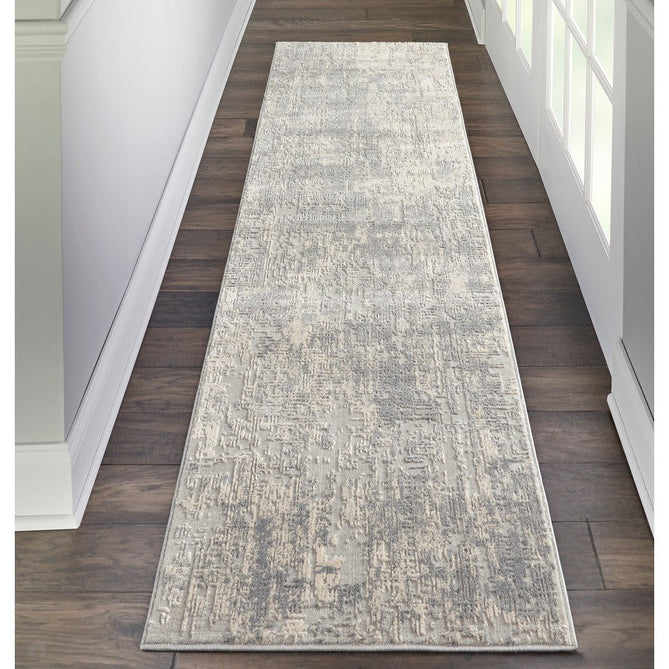 Rustic Textures RUS01 Modern Abstract Distressed Shimmer Carved Hi-Low Textured Durable Polyblend Short-Pile Ivory/Silver/Beige Rug-Nourison-Rug Love - The Most Loved Rug Store