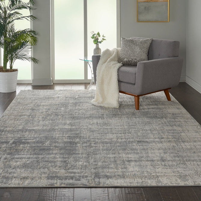 Rustic Textures RUS01 Modern Abstract Distressed Shimmer Carved Hi-Low Textured Durable Polyblend Short-Pile Ivory/Silver/Beige Rug-Nourison-Rug Love - The Most Loved Rug Store