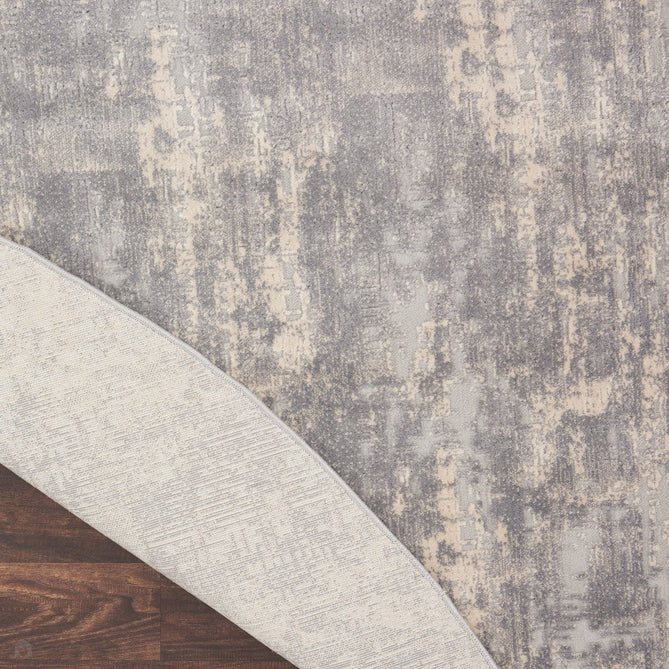 Rustic Textures RUS01 Modern Abstract Distressed Shimmer Carved Hi-Low Textured Durable Polyblend Short-Pile Ivory/Silver/Beige Runner-Nourison-Rug Love - The Most Loved Rug Store