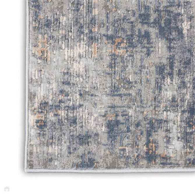 Rustic Textures RUS01 Modern Abstract Distressed Shimmer Carved Hi-Low Textured Flat-Pile Grey/Beige Runner-Nourison-Rug Love - The Most Loved Rug Store