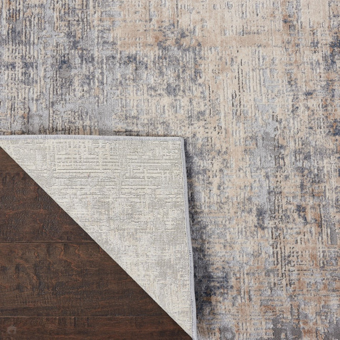 Rustic Textures RUS01 Modern Abstract Distressed Shimmer Carved Hi-Low Textured Flat-Pile Grey/Beige Runner-Nourison-Rug Love - The Most Loved Rug Store