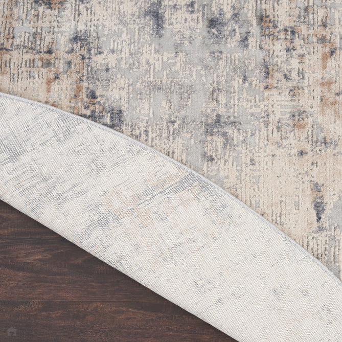 Rustic Textures RUS01 Modern Abstract Distressed Shimmer Carved Hi-Low Textured Flat-Pile Grey/Beige Runner-Nourison-Rug Love - The Most Loved Rug Store