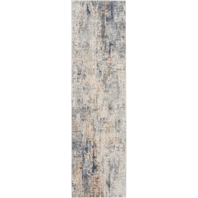 Rustic Textures RUS01 Modern Abstract Distressed Shimmer Carved Hi-Low Textured Flat-Pile Grey/Beige Runner-Nourison-Rug Love - The Most Loved Rug Store