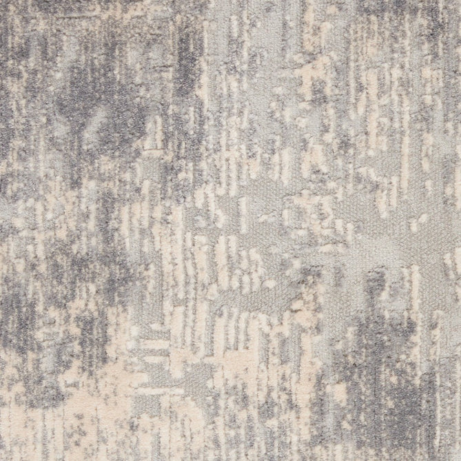 Rustic Textures RUS01 Modern Abstract Distressed Shimmer Carved Hi-Low Textured Flat-Pile Ivory/Silver Round Rug-Nourison-Rug Love - The Most Loved Rug Store
