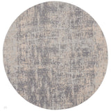 Rustic Textures RUS01 Modern Abstract Distressed Shimmer Carved Hi-Low Textured Flat-Pile Ivory/Silver Round Rug