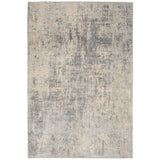 Rustic Textures RUS01 Modern Abstract Distressed Shimmer Carved Hi-Low Textured Flat-Pile Ivory/Silver Rug
