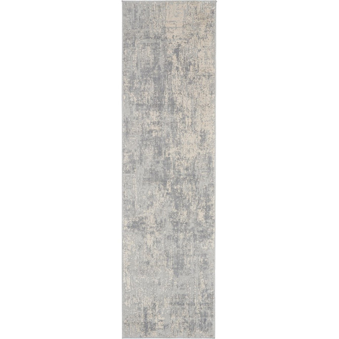 Rustic Textures RUS01 Modern Abstract Distressed Shimmer Carved Hi-Low Textured Flat-Pile Ivory/Silver Runner-Nourison-Rug Love - The Most Loved Rug Store