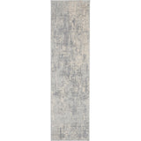 Rustic Textures RUS01 Modern Abstract Distressed Shimmer Carved Hi-Low Textured Flat-Pile Ivory/Silver Runner