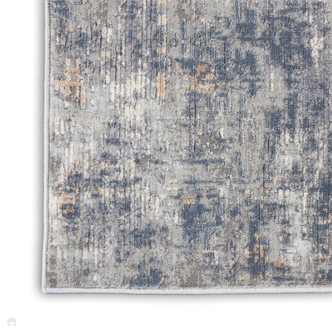 Rustic Textures RUS01 Modern Abstract Distressed Shimmer Carved Hi-Low Textured Low-Profile Short-Pile Grey/Beige Round Rug-Nourison-Rug Love - The Most Loved Rug Store