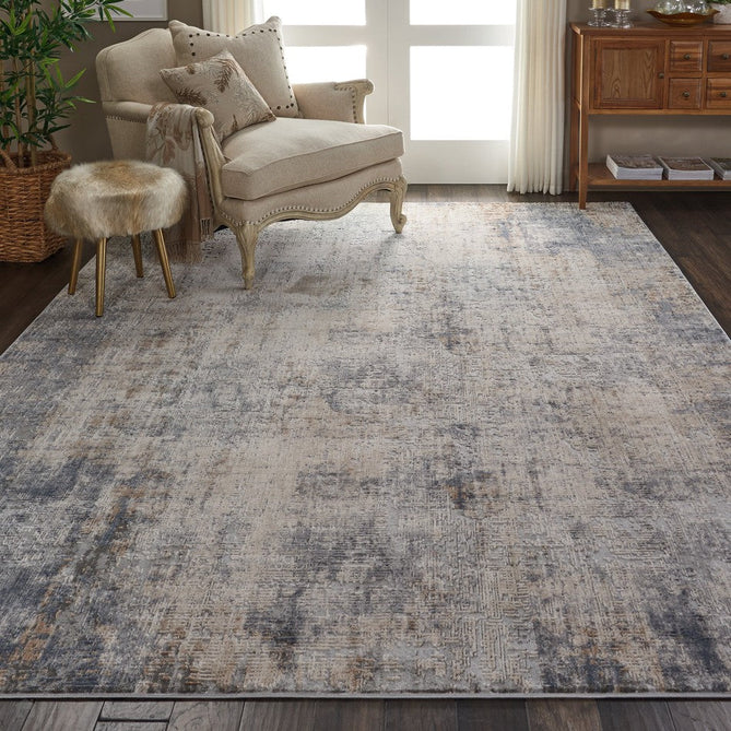 Rustic Textures RUS01 Modern Abstract Distressed Shimmer Carved Hi-Low Textured Low-Profile Short-Pile Grey/Beige/Ivory/Taupe Rug-Nourison-Rug Love - The Most Loved Rug Store