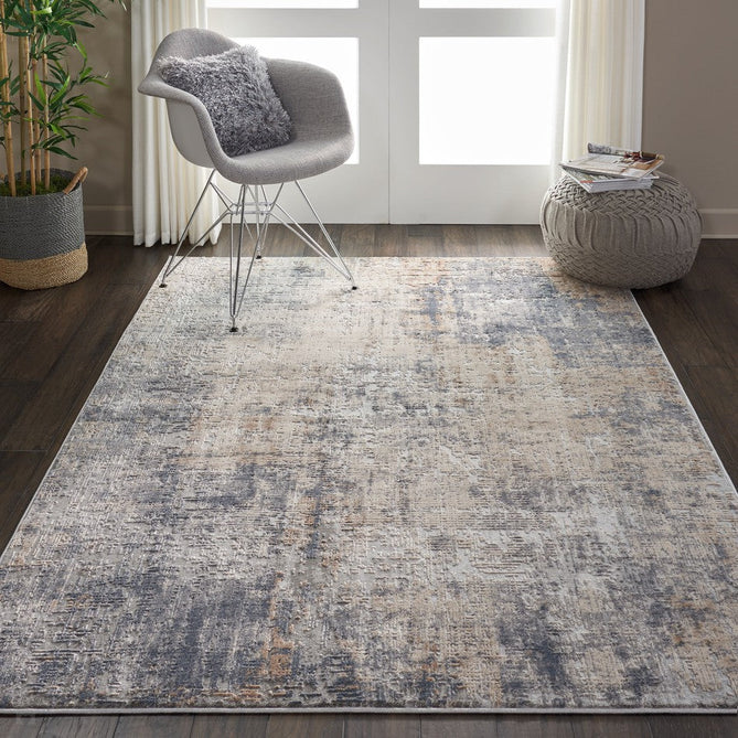 Rustic Textures RUS01 Modern Abstract Distressed Shimmer Carved Hi-Low Textured Low-Profile Short-Pile Grey/Beige/Ivory/Taupe Rug-Nourison-Rug Love - The Most Loved Rug Store
