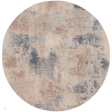 Rustic Textures RUS02 Modern Abstract Distressed Shimmer Carved Hi-Low Textured Flat-Pile Beige/Grey Round Rug