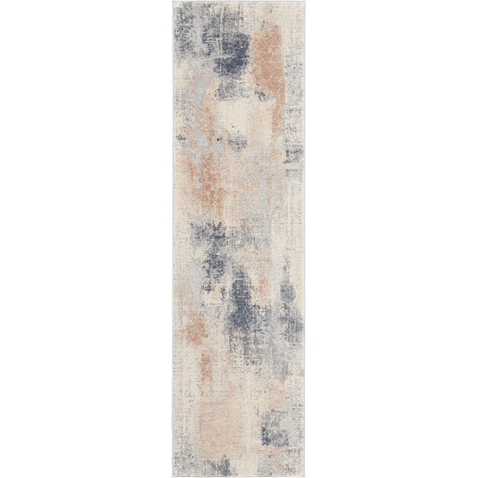 Rustic Textures RUS02 Modern Abstract Distressed Shimmer Carved Hi-Low Textured Flat-Pile Beige/Grey Runner-Nourison-Rug Love - The Most Loved Rug Store