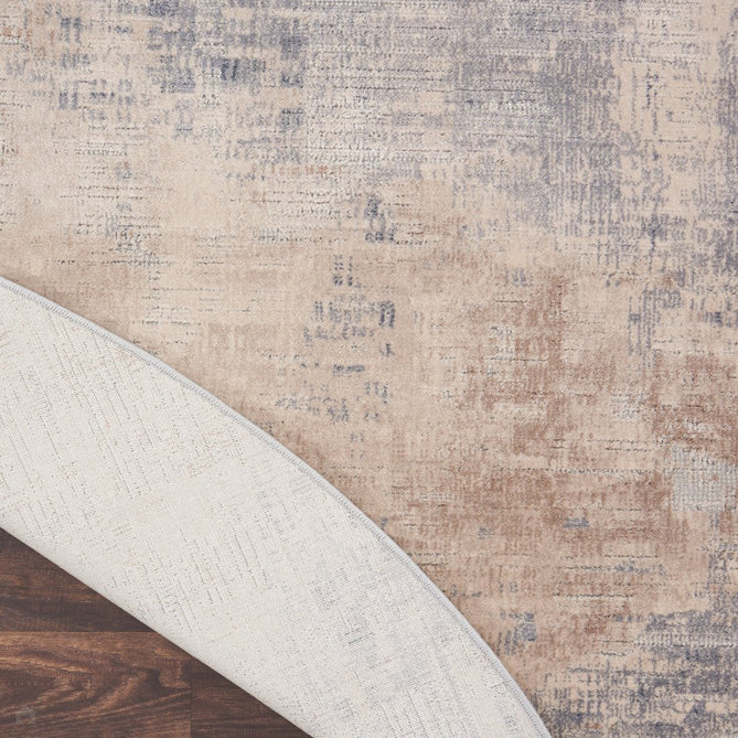 Rustic Textures RUS02 Modern Abstract Distressed Shimmer Carved Hi-Low Textured Low-Profile Short-Pile Beige/Grey Round Rug-Nourison-Rug Love - The Most Loved Rug Store