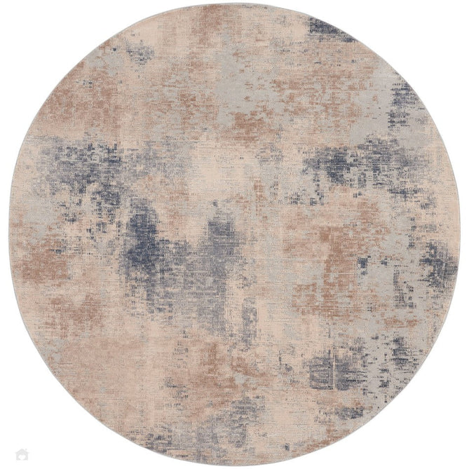 Rustic Textures RUS02 Modern Abstract Distressed Shimmer Carved Hi-Low Textured Low-Profile Short-Pile Beige/Grey/Ivory Round Rug-Nourison-Rug Love - The Most Loved Rug Store