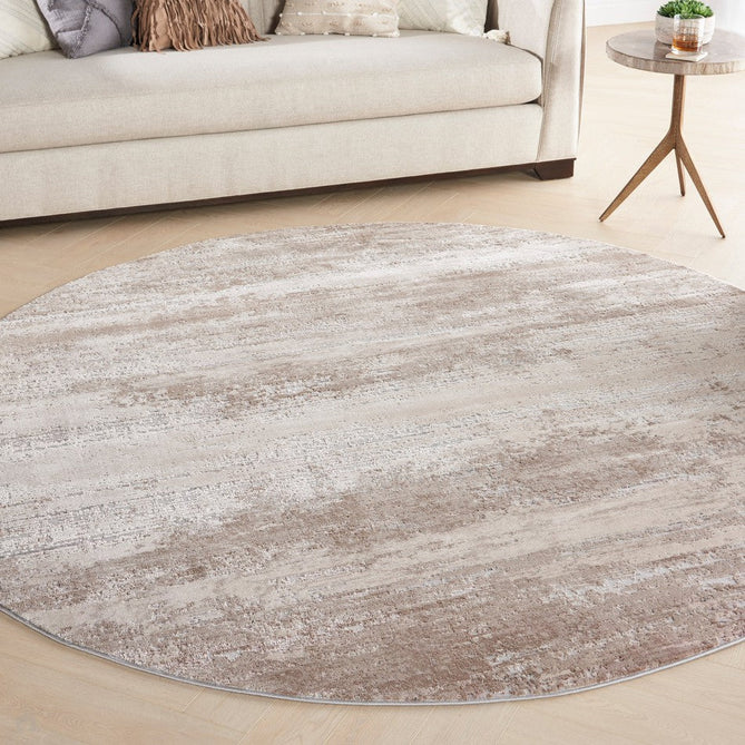 Rustic Textures RUS03 Modern Abstract Distressed Shimmer Carved Hi-Low Textured Durable Polyblend Short-Pile Beige/Ivory/Taupe Round Rug-Nourison-Rug Love - The Most Loved Rug Store