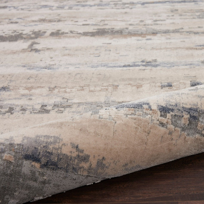 Rustic Textures RUS04 Modern Abstract Distressed Shimmer Carved Hi-Low Textured Durable Polyblend Short-Pile Beige/Ivory/Grey/Steel Blue Round Rug-Nourison-Rug Love - The Most Loved Rug Store