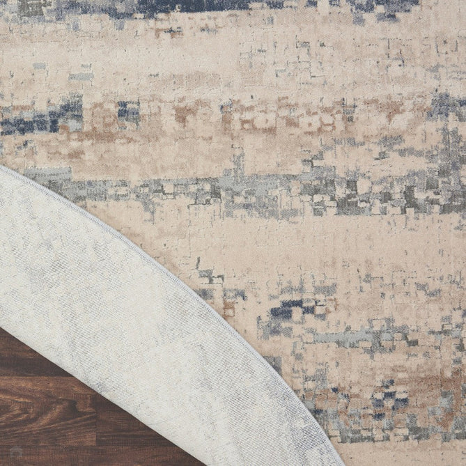 Rustic Textures RUS04 Modern Abstract Distressed Shimmer Carved Hi-Low Textured Durable Polyblend Short-Pile Beige/Ivory/Grey/Steel Blue Round Rug-Nourison-Rug Love - The Most Loved Rug Store