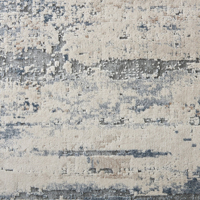 Rustic Textures RUS04 Modern Abstract Distressed Shimmer Carved Hi-Low Textured Durable Polyblend Short-Pile Beige/Ivory/Grey/Steel Blue Runner-Nourison-Rug Love - The Most Loved Rug Store