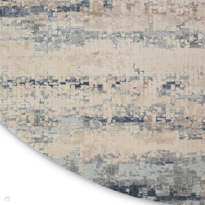 Rustic Textures RUS04 Modern Abstract Distressed Shimmer Carved Hi-Low Textured Flat-Pile Beige/Grey Round Rug-Nourison-Rug Love - The Most Loved Rug Store