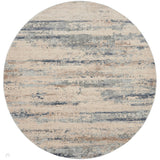 Rustic Textures RUS04 Modern Abstract Distressed Shimmer Carved Hi-Low Textured Flat-Pile Beige/Grey Round Rug