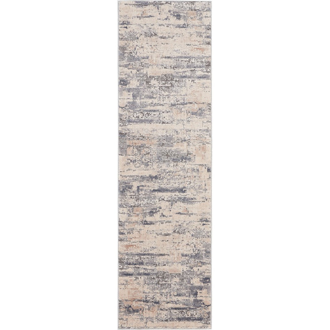 Rustic Textures RUS04 Modern Abstract Distressed Shimmer Carved Hi-Low Textured Flat-Pile Beige/Grey Runner-Nourison-Rug Love - The Most Loved Rug Store