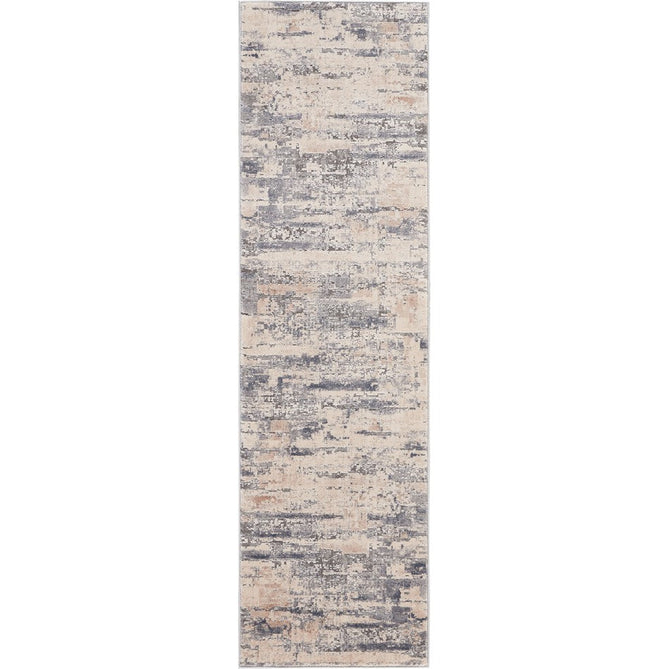 Rustic Textures RUS04 Modern Abstract Distressed Shimmer Carved Hi-Low Textured Low-Profile Short-Pile Beige/Grey Runner-Nourison-Rug Love - The Most Loved Rug Store