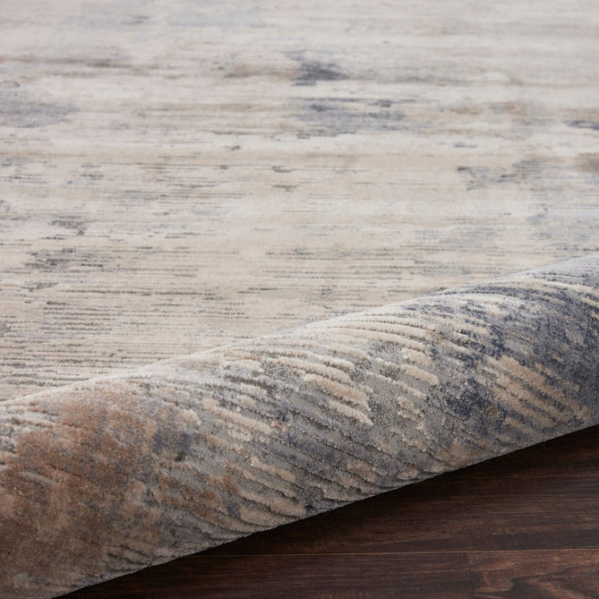 Rustic Textures RUS05 Modern Abstract Distressed Shimmer Carved Hi-Low Textured Durable Polyblend Short-Pile Grey/Steel Blue/Ivory Round Rug-Nourison-Rug Love - The Most Loved Rug Store