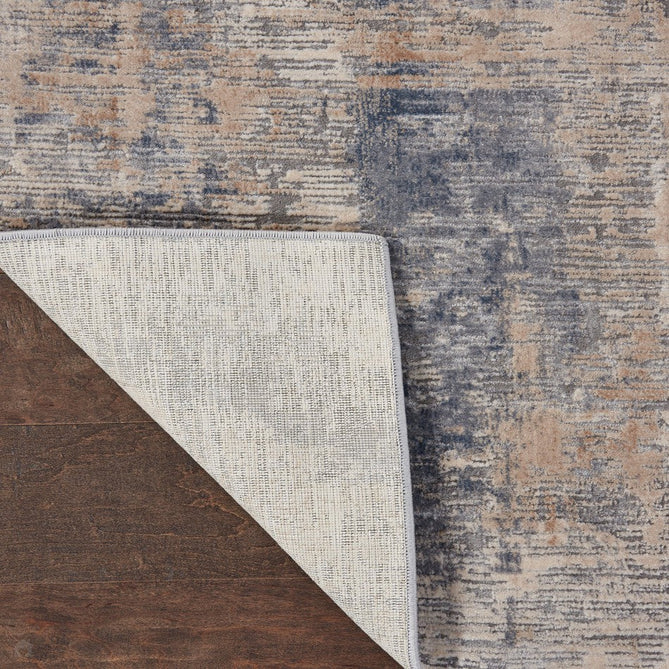 Rustic Textures RUS05 Modern Abstract Distressed Shimmer Carved Hi-Low Textured Durable Polyblend Short-Pile Grey/Steel Blue/Ivory Round Rug-Nourison-Rug Love - The Most Loved Rug Store