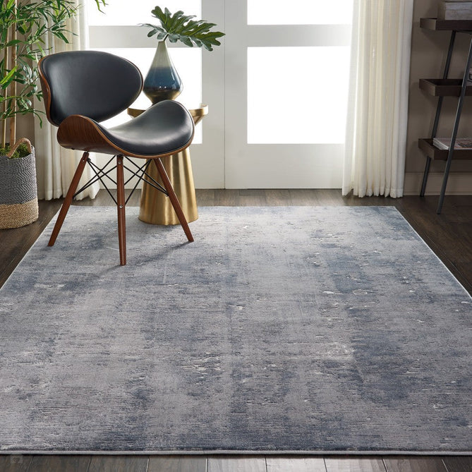 Rustic Textures RUS05 Modern Abstract Distressed Shimmer Carved Hi-Low Textured Durable Polyblend Short-Pile Grey/Steel Blue/Ivory Rug-Nourison-Rug Love - The Most Loved Rug Store