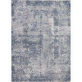 Rustic Textures RUS05 Modern Abstract Distressed Shimmer Carved Hi-Low Textured Durable Polyblend Short-Pile Grey/Steel Blue/Ivory Rug