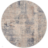 Rustic Textures RUS05 Modern Abstract Distressed Shimmer Carved Hi-Low Textured Flat-Pile Beige/Grey Round Rug