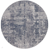 Rustic Textures RUS05 Modern Abstract Distressed Shimmer Carved Hi-Low Textured Flat-Pile Grey Round Rug
