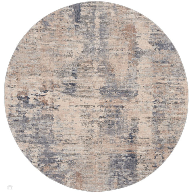 Rustic Textures RUS05 Modern Abstract Distressed Shimmer Carved Hi-Low Textured Low-Profile Short-Pile Beige/Grey Round Rug-Nourison-Rug Love - The Most Loved Rug Store